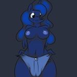  2013 blue_eyes breasts cameltoe clothing equine female friendship_is_magic horn horse kloudmutt my_little_pony navel nipples plain_background pony princess_luna shorts solo standing winged_unicorn wings 