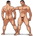  2boys abs ass bara censored facial_hair human male male_only multiple_boys muscle nipples nude pecs penis pubic_hair solo 