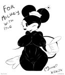  2013 big_breasts black_and_white breasts gblastman gloves looking_at_viewer minnie_mouse monochrome mouse nipples nude pussy rodent tagme text wide_hips 