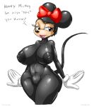  2013 big_breasts blue_eyes breasts full_color gblastman gloves looking_at_viewer minnie_mouse mouse nipples nude pussy rodent tagme text wide_hips 