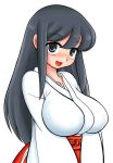  black_hair blush breasts huge_breasts japanese_clothes kinbou_sokai konmori_(kinbou_sokai) long_hair miko smile 