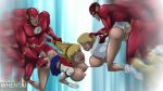  anal anal_penetration big_breasts blonde_hair breasts clone dc_comics dcau doggy_position galatea hair_grab justice_league justice_league_unlimited nipples red_lipstick sex short_hair supergirl the_flash vbecool wally_west watermark web_address web_address_without_path whentai 
