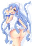  1girl ass blue_eyes blue_hair chuuten_(tyuuten) high_res huge_ass ikamusume shinryaku!_ikamusume tentacle wristband 