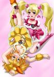  2girls breasts cleavage clothed_sex cure_peach cure_pine dry_humping fresh_precure! hair hair_ornament heart high_res leg_lift magical_girl momozono_love multiple_girls precure tribadism twin_tails yamabuki_inori yuri 