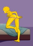  bed bent_over evilweazel_(artist) lisa_simpson panties teen the_simpsons topless undressing 
