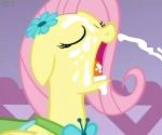  closed_eyes cum cum_in_mouth cum_on_face female fluttershy friendship_is_magic horse my_little_pony open_mouth pegasus pink_hair pony semen yellow_fur 