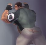  1boy ass bara chris_redfield facial_hair hairy human male male_only muscle partially_clothed resident_evil solo solo_focus torn_clothes yaoi 