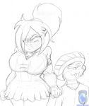 angry anthro big_breasts breasts cute dress furry hat jeffron jenna_shadescale jmy_(character) komodo_dragon lizard looking_down muscle original ponytail raccoon reptile scalie smile tongue