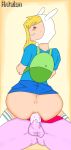 adventure_time anal_penetration antelope77_(artist) ass blonde_hair fionna_the_human looking_back prince_gumball smile
