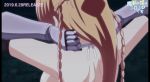  1girl animated_gif anime armor big_breasts bikini bikini_armor blonde_hair gets gif maken_no_hime_wa_ero_ero_desu 