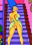  ass biting_lip flashing marge_simpson shaved_pussy the_simpsons thewink thighs thong 
