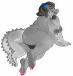  alligator anthro ass bbw big_breasts blue_eyes bow breasts nipples nude pussy reptile scalie solo star 