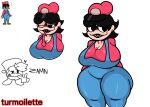  1boy 1boy1girl 1girl big_breasts big_thighs black_hair boyfriend_(friday_night_funkin) fanart friday_night_funkin friday_night_funkin_mod gloves goomba goomba_boyfriend jp20414(artist) mario mario_(series) mario_madness marios_madness overalls red_skirt reference_image saliva_on_tongue thick thick_thighs tongue_out turmoilette_(pixel34guy) 