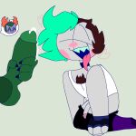  green_hair madness_combat monster oc on_knees original_character panting tricky_the_clown 