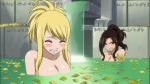  2_girls 2girls alluring animated anime bare_shoulders bath big_breasts blonde_hair blush breasts brown_eyes brown_hair cana_alberona center_opening cleavage fairy_tail female female_masturbation female_only gif long_hair lucy_heartfilia masturbating moaning multiple_girls no_bra nude rudo underwater water 