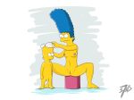  bart_simpson bath hairless_pussy marge_simpson mother nude pussy sitting son spread_legs the_simpsons yellow_skin 