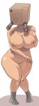  big_breasts box breasts curvy female footwear full_body hips huge_breasts large_breasts nipples no_panties nude petaro robot simple_background socks solo topless ueno_petarou what white_background wide_hips 