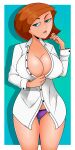  1girl ann_possible big_breasts blue_hair breasts cartoon_milf clothed_female disney disney_channel female_focus female_only kim_possible lab_coat light-skinned_female light_skin lipstick looking_at_viewer mature mature_female milf no_pants orange_hair panties petite petite_body purple_panties seductive seductive_eyes seductive_look sexy sexy_body sexy_breasts short_hair solo_female solo_focus sonson-sensei tagme unbuttoned_shirt wide_hips 