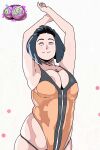  1girl anime_milf areola areola_slip armpits arms_behind_head arms_up ass big_breasts black_panties blue_hair bob_cut boruto:_naruto_next_generations bouncing_breasts breasts cleavage closed_eyes clothed_female clothing curvaceous curvy curvy_figure d-art dancing female_focus female_only fully_clothed g-string gif grin hinata_hyuuga huge_breasts large_ass leotard looking_at_viewer loop mature mature_female milf naruto naruto_(series) nipples no_bra one-piece_swimsuit pale-skinned_female pale_skin panties pink_nipples pose posing revealing_clothes shounen_jump simple_background smile solo_female solo_focus standing sweatdrop swimsuit thong violet_eyes white_background wide_hips 