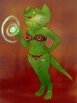 female frill-necked_lizard green_eyes hypnosis lizard non-mammal_breasts original panties reptile scalie smile solo swirls underwear whitney_moreux