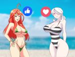  beach big_breasts bikini blush breasts crossover go-toubun_no_hanayome inkrait_(artist) looking_at_viewer milf nakano_itsuki navel pokemon 