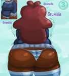  angry anthro ass ass_crack bbw brown_hair dog funny furry lipstick long_hair panties solo stockings thong underwear wide_hips 