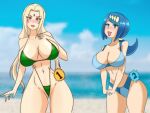 2_girls ass beach bikini blush breasts crossover huge_ass huge_breasts inkrait_(artist) lana&#039;s_mother looking_at_viewer milf naruto navel pokemon tsunade
