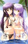  2girls bikini hair hand_holding high_res kurogane_otome long_hair multiple_girls tachibana_serebu tsuyokiss 