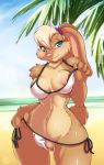  beach bikini female green_eyes rabbit solo 