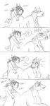  anal anthro ass bent_over blush breasts chibibass_(artist) closed_eyes comic cow doggy_position from_behind funny furry horse humping lizard lizard_folk long_hair looking_back monochrome nude reptile scalie smile surprise sweat_drop 