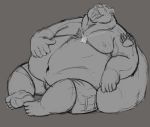  fatfur furry male monochrome obese partially_clothed plump solo 
