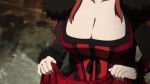  big_breasts bouncing_breasts breasts cleavage gif large_breasts long_hair looking_at_viewer lowres maou_(maoyuu) maoyuu_maou_yuusha red_eyes red_hair solo talking 