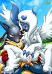  1boy 1girl absol anthro bbmbbf big_breasts breasts lucario mega_absol mega_lucario nintendo nude palcomix penis pokemon pokepornlive pussy sex 