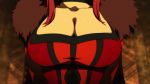  animated animated_gif big_breasts bouncing_breasts breasts cleavage close-up gif large_breasts long_hair lowres maou_(maoyuu) maoyuu_maou_yuusha red_hair smile solo 