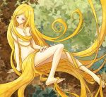  1girl ayase1124 barefoot blonde_hair breasts cleavage disney feet long_hair nude rapunzel rapunzel_(grimm) solo tangled very_long_hair 