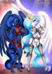  1girl 2_girls alicorn alicorn_horn alicorn_pony alicorn_princess anthro anthrofied bbmbbf black_bra black_legwear black_lingerie black_underwear crown equestria_untamed female_focus female_only friendship_is_magic hasbro looking_at_viewer mare mlp mlp:fim mlp_g4 mlpfim my_little_pony my_little_pony:_friendship_is_magic my_little_pony_friendship_is_magic palcomix princess_celestia princess_celestia_(mlp) princess_luna princess_luna_(mlp) red_bra red_panties red_underwear sexy sister_and_sister sisters wings 