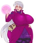 ben_10 big_ass big_breasts charmcaster hourglass_figure older older_female pinkkoffin ponytail purple_eyes very_long_hair white_hair young_adult young_adult_female young_adult_woman