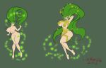 bald_pussy barefoot beige_skin big_breasts big_lips blue_eyes breasts completely_nude female great_fairy green_hair lurkergg nipples no_shoes ocarina_of_time saria solo solo_female the_legend_of_zelda transformation voluptuous