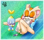  anus blue_skin breasts chao crayon cream_the_rabbit furry pussy pussy_juice sega sonic vaginal_insertion 