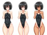  1girl :&lt; ai_nanasaki amagami bad_id black_eyes black_hair blush cameltoe competition_swimsuit covered_navel erect_nipples flat_chest flossing highleg highleg_swimsuit hip_bones hips inagaki looking_at_viewer nanasaki_ai nipple_slip nipples one-piece one-piece_swimsuit one-piece_tan partially_visible_vulva see-through short_hair simple_background skin_tight small_breasts swimsuit tan tanline tight variations wedgie white_background wide_hips 