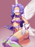   ass breasts cleavage digimon digimon_frontier fairymon high_res hun kazemon long_hair purple_hair stockings visor wings  