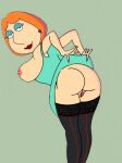  ass big_breasts dress_lift erect_nipples family_guy flashing lois_griffin pussy_lips shaved_pussy stockings thighs 