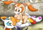 2girls abstract_background anthro ass bat bbmbbf breast_press breasts butt cream_the_rabbit cute female female_only furry lagomorph mobius_unleashed nude palcomix rabbit rouge_the_bat rubbing sega sonic_(series) sonic_the_hedgehog_(series) yuri 
