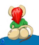 anthro ass bed bottomless furry jeffron long_hair maya_(jeffron) mouse original red_hair rodent solo wide_hips