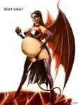  black_eyes black_hair demon demon_girl demon_horns demon_tail demon_wings earrings horns jd2000 leather milf monster_girl pointy_ears pregnant pregnant_belly pregnant_female red_hair red_skin sexy sexy_ass sexy_body sexy_breasts smirk succubus tail two_tone_hair wings 