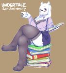  1girl 1girl 2016 anthro big_breasts book boss_monster breasts caprine chinad011 cleavage clothed clothing furry goat mammal mature_female toriel undertale video_games 