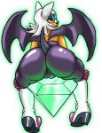  2013 anthro bat blue_eyes boots emerald female furry hair josemalvado lips looking_at_viewer looking_back pussy rouge_the_bat sega smile sonic_(series) suit white_hair wide_hips wings 