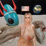   3d ai_assisted alien american_flag big_breasts blonde_hair breast_feeding breastfeeding breasts earth massive_breasts monster moon nipples original_character realistic scared space sucking_nipples suckling