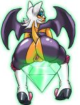  2013 anthro bat blue_eyes boots emerald female furry hair josemalvado lips looking_at_viewer looking_back pussy rouge_the_bat sega smile sonic_(series) suit white_hair wide_hips wings 