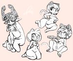 amy_rose anthro areola breasts cat crossover erect_nipples feline female hedgehog imp looking_at_viewer midna monochrome navel nipples nude pizza pizzacat polly_esther pussy sega smile sonic_(series) the_legend_of_zelda twilight_princess video_games